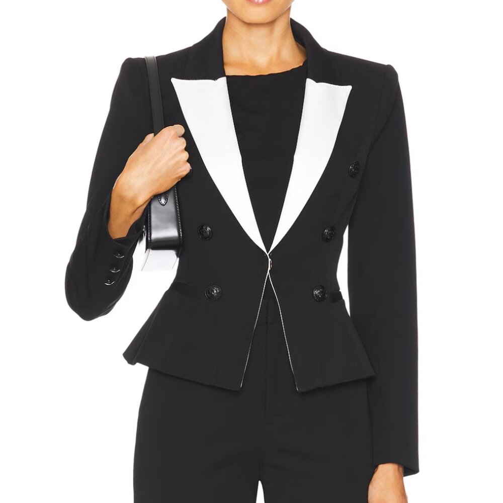 NEW L'AGENCE Andalusia Blazer Jacket in Black & White - Agence 2 XS XSmall